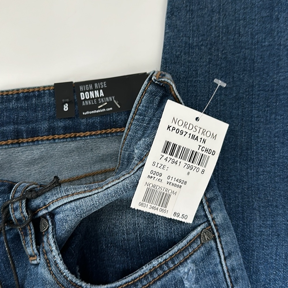 KUT From The Kloth Size 8 High Rise Donna Ankle Skinny Frayed Edge Jeans - Picture 5 of 8